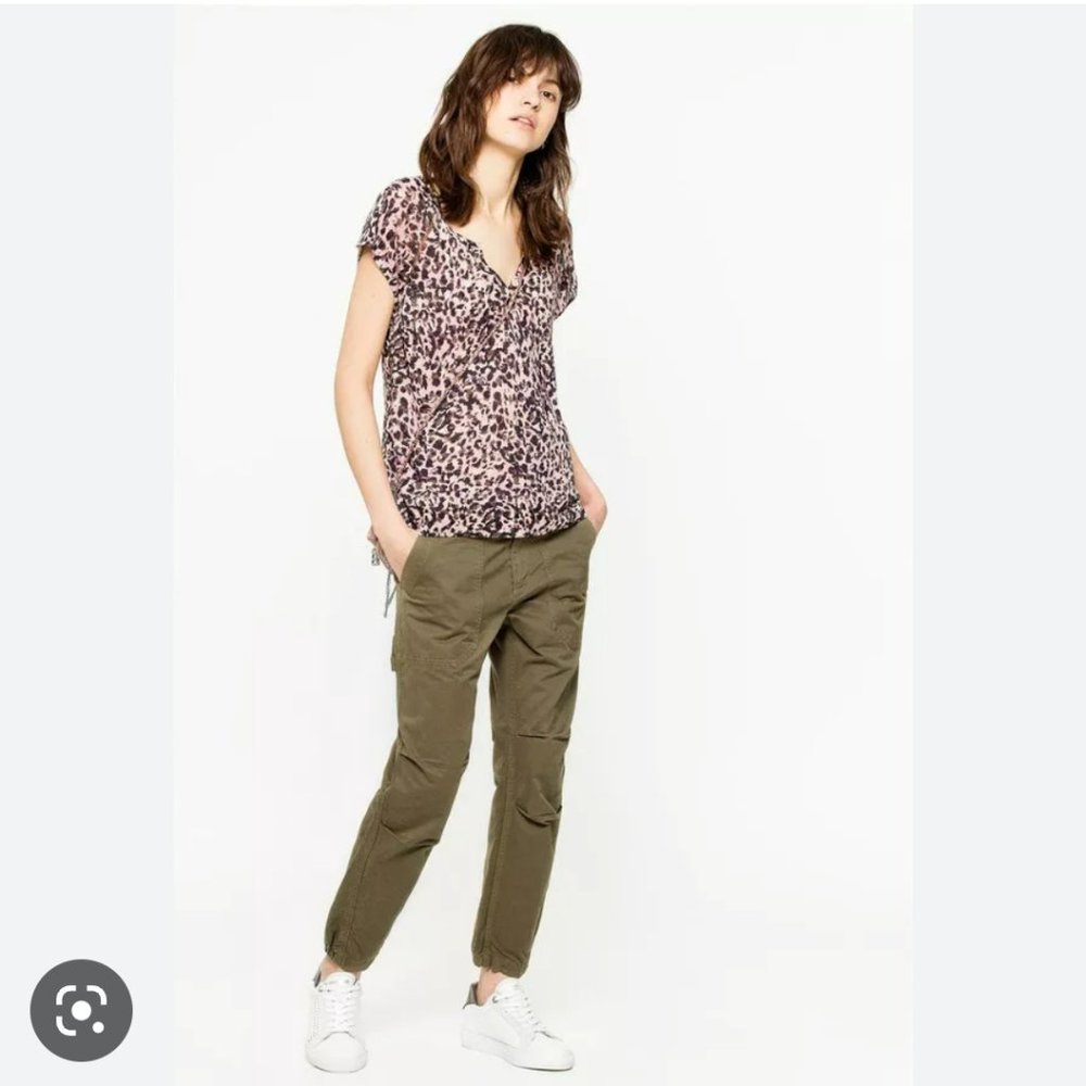 Zadig & Voltaire Palma Grunge Pants Cropped Pants in olive green Sz 36